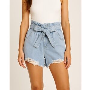 Vervet High Rise Paperbag Denim Shorts